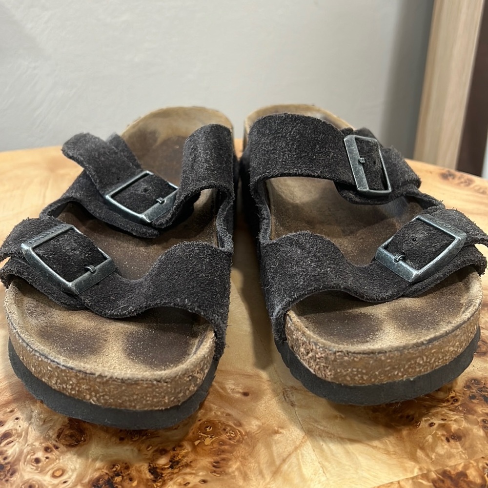 Birkenstock Arizona Soft Slide Sandal Velvet Gray Sz 36